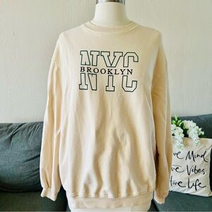 Urban Outfitters Cream NYC Brooklyn Sweater